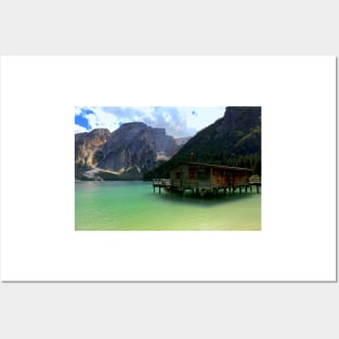 The boats house on Lake Braies Posters and Art